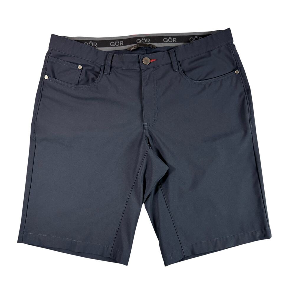 QOR Shorts Size 36 Navy Blue Performance Stretch Athletic Hiking Outdoor Sports